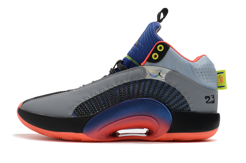 2020 Men Air Jordan 35 Grey Blue Orange Basketball Shoes